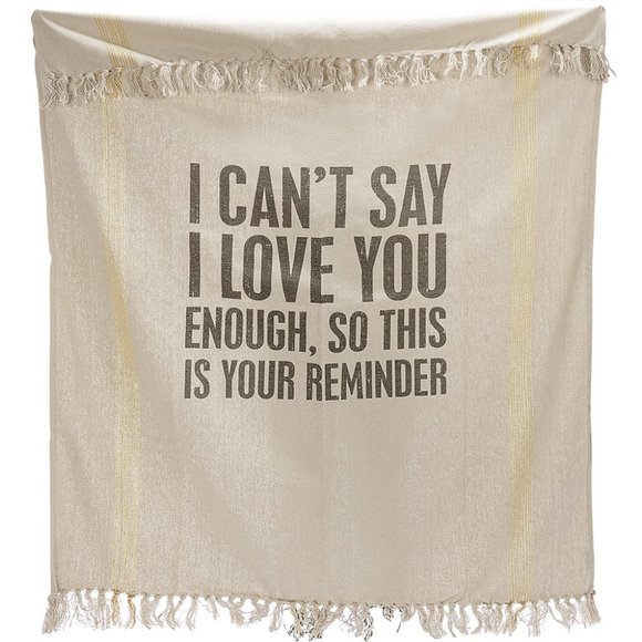 NWT Primitives by Kathy | Cream 'I Can't Say I Love You Enough' Fringe Throw - Picture 1 of 2